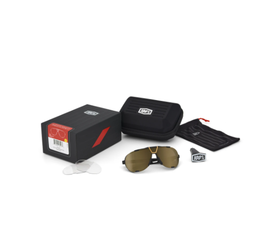 100% Westcraft Soft Tact Black Sunglasses, Soft Gold Mirror Lens