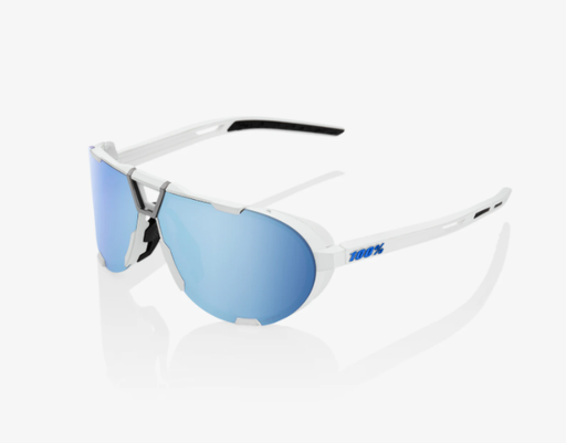 100% Westcraft Soft Tact White Sunglasses, Blue Multilayer Mirror Lens