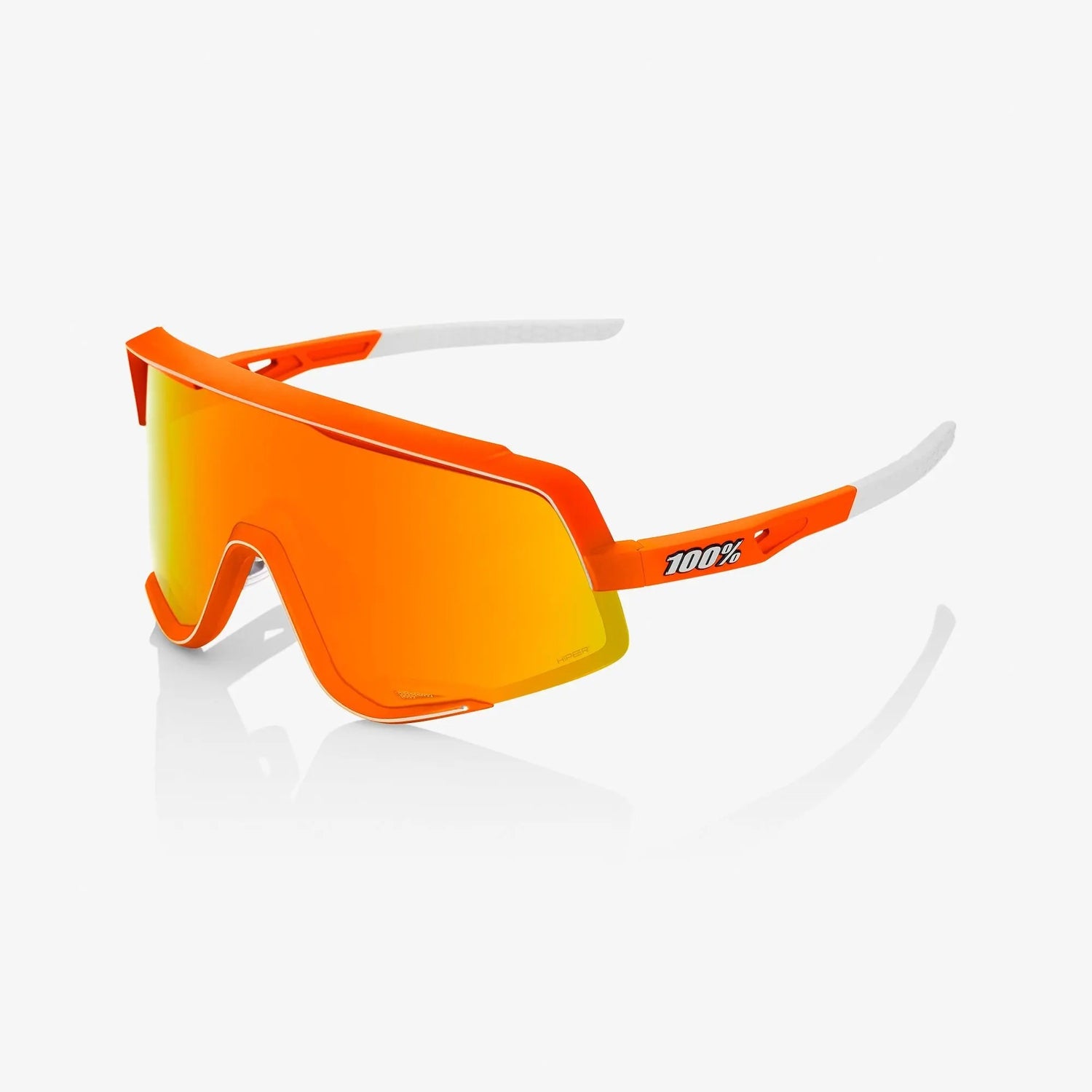 100% GLENDALE Neon Orange sunglasses with Red Multilayer Mirror and Clear lenses for cycling