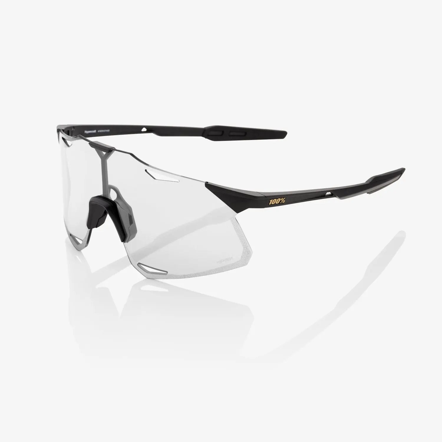 100% Hypercraft Matte Black cycling sunglasses with Soft Gold Mirror lens