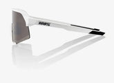 100% S3 matte white cycling sunglasses with Hyper Silver Mirror lens performance road and gravel eyewear