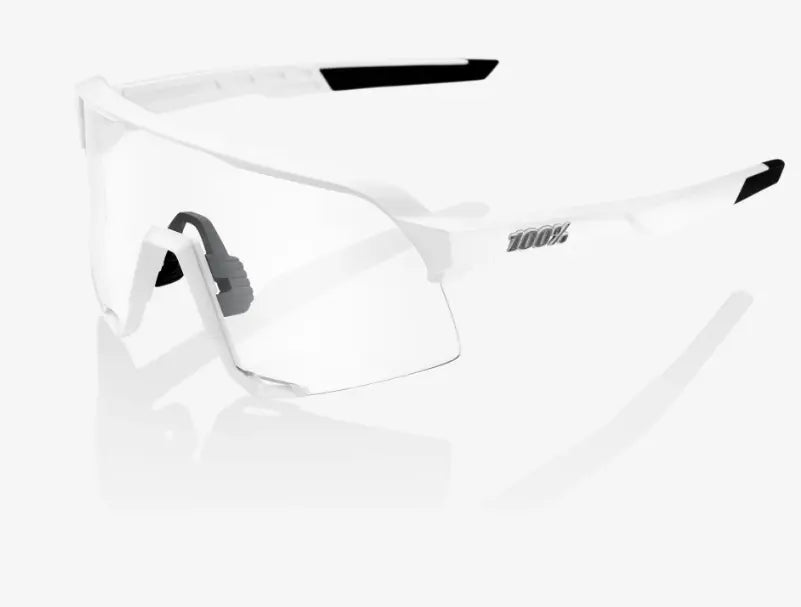 100% S3 matte white cycling sunglasses with Hyper Silver Mirror lens performance road and gravel eyewear