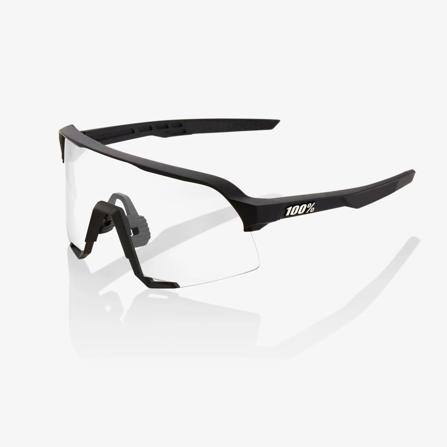 100% S3 Soft Tact Black cycling sunglasses with Soft Gold Mirror and Clear lenses