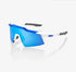 100% Speedcraft SL Matte White Metallic Blue sunglasses HiPER Blue Multilayer lens UV protection cycling eyewear