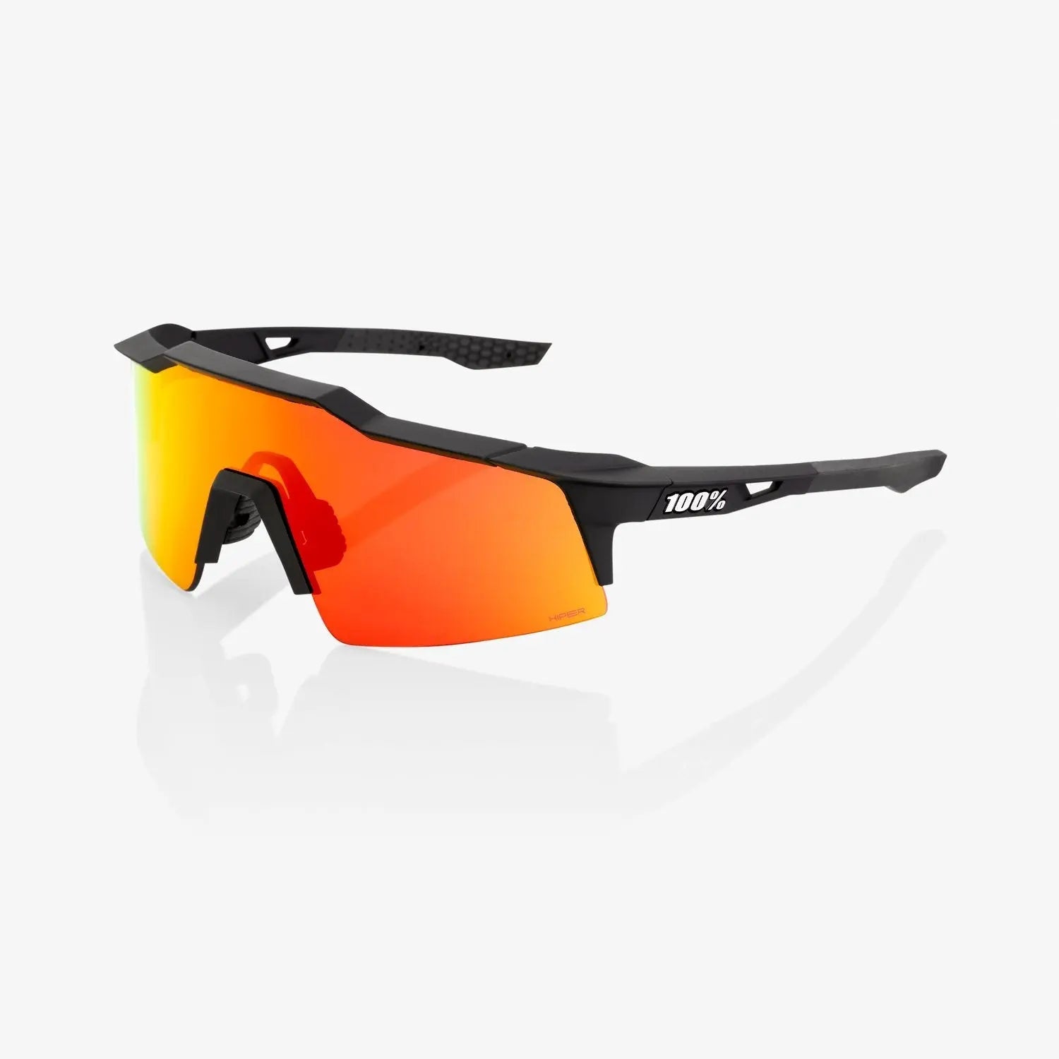 100% Speedcraft SL Soft Tact Black cycling sunglasses with Red Multilayer Mirror lens