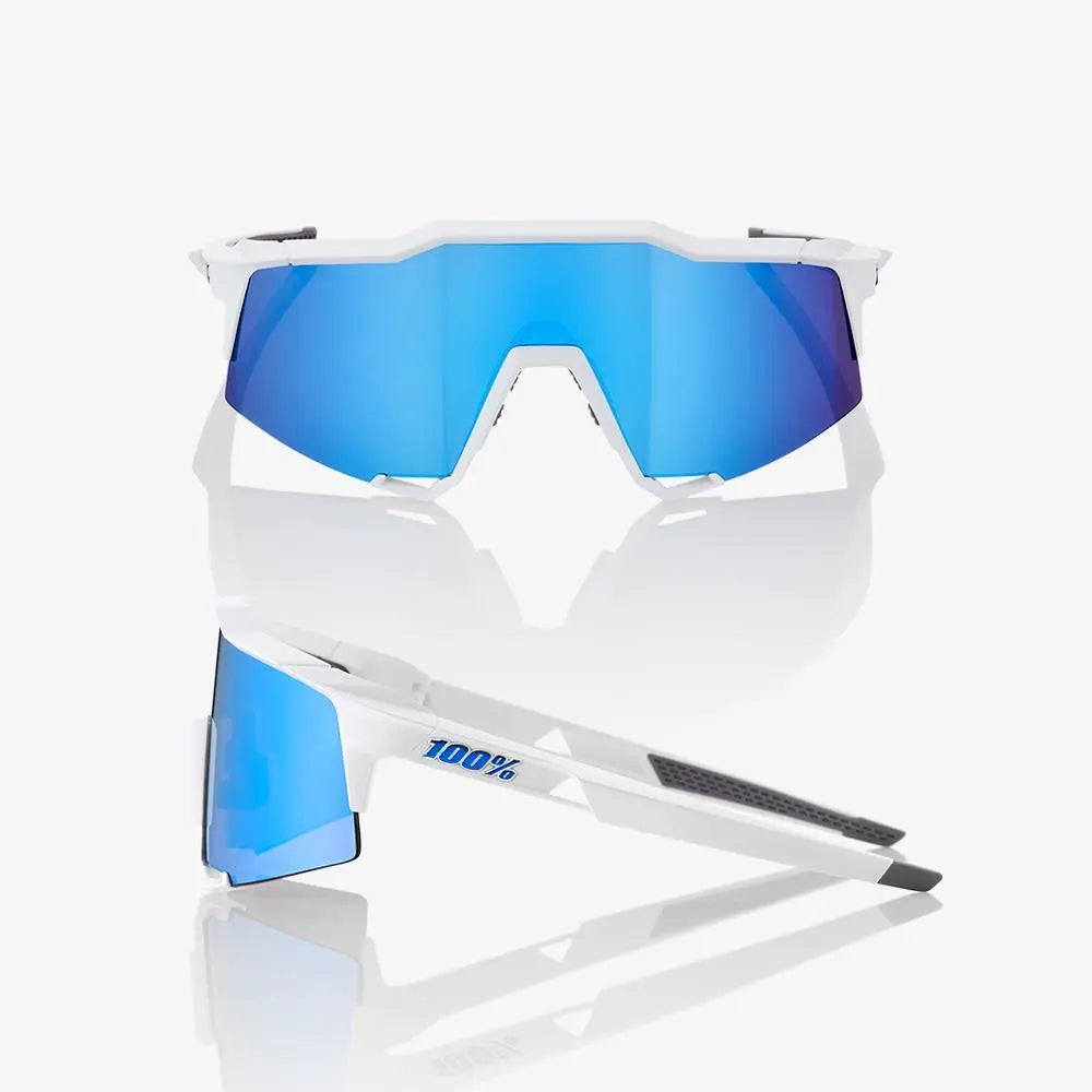 100% Speedcraft Sunglasses – Matte White / Hyper Blue – LafoBikes