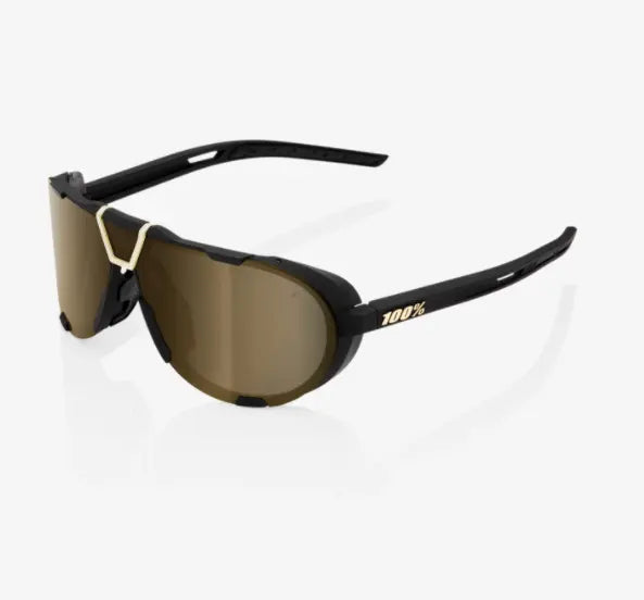 100% Westcraft Soft Tact Black sunglasses Soft Gold Mirror lens UV protective performance cycling eyewear