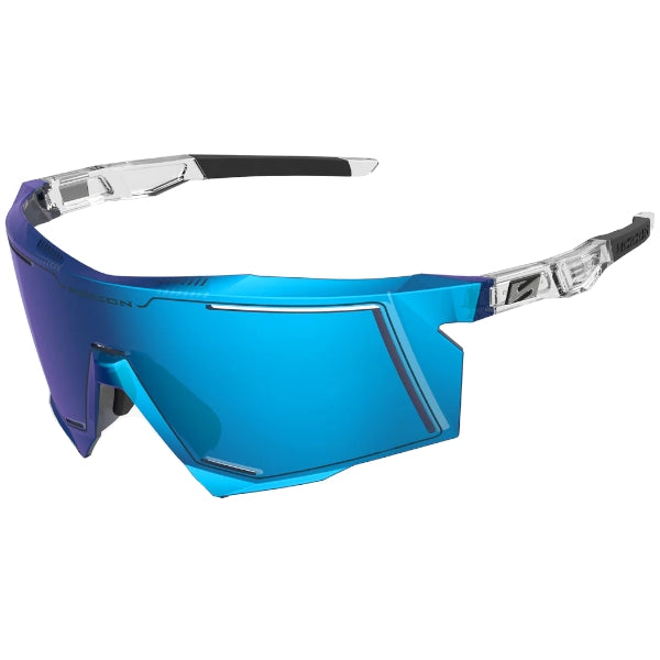 “Scicon Aerostorm cycling sunglasses with blue multimirror lens – transparent performance eyewear”