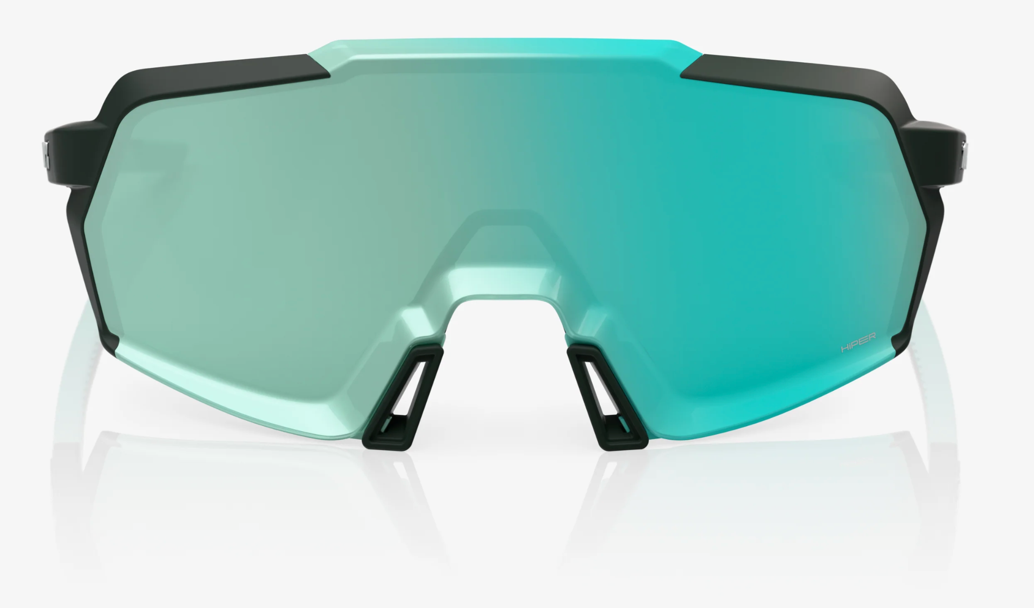 “100% Korbin cycling sunglasses with HiPER Mint mirror lens – Soft Tact Juniper performance eyewear”