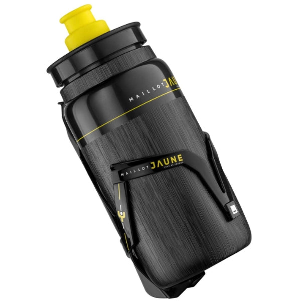Elite Fly Tex Water Bottle 550ml + Custom Race X Cage, Yellow Jersey Edition