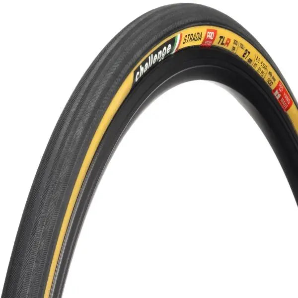Challenge Strada Pro TLR clincher tire 700c tubeless ready handmade road bike tire with high TPI casing and superior grip
