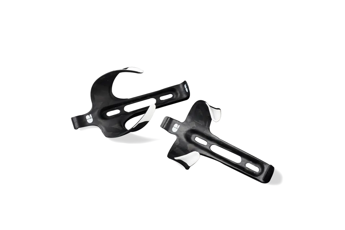 Chapter2 Carbon Water Bottle Cages 2x Black and White – lightweight durable carbon cage set for Chapter2 road bikes