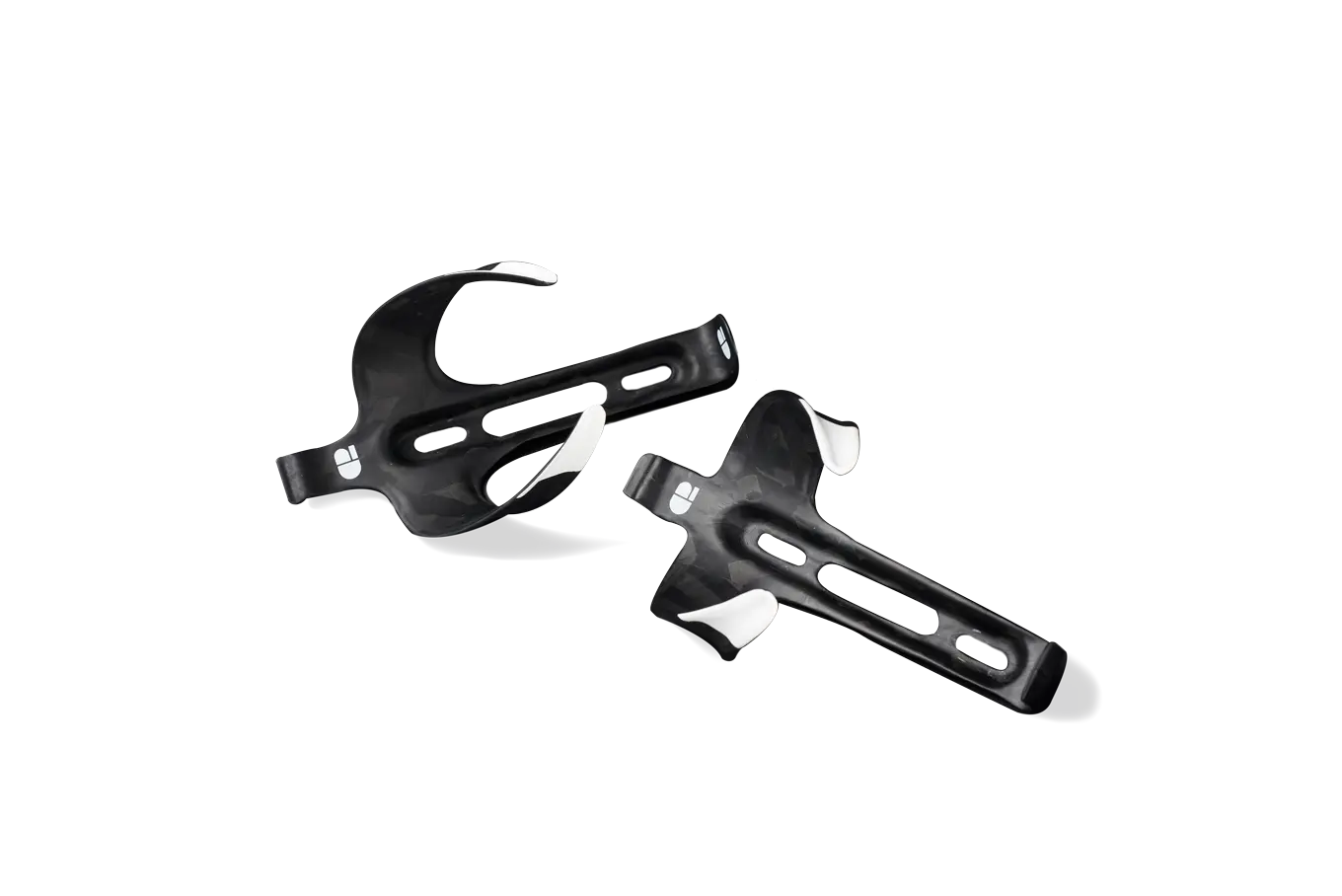 Chapter2 Carbon Water Bottle Cages 2x Black and White – lightweight durable carbon cage set for Chapter2 road bikes