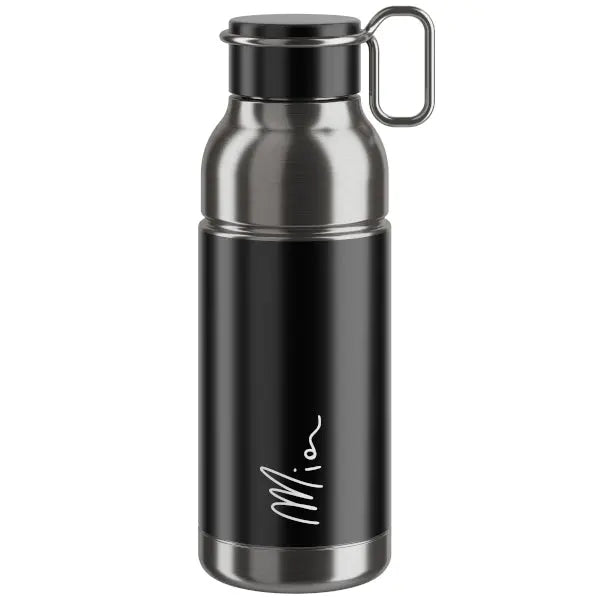 Elite Mia stainless steel water bottle 650ml black silver insulated cycling bottle