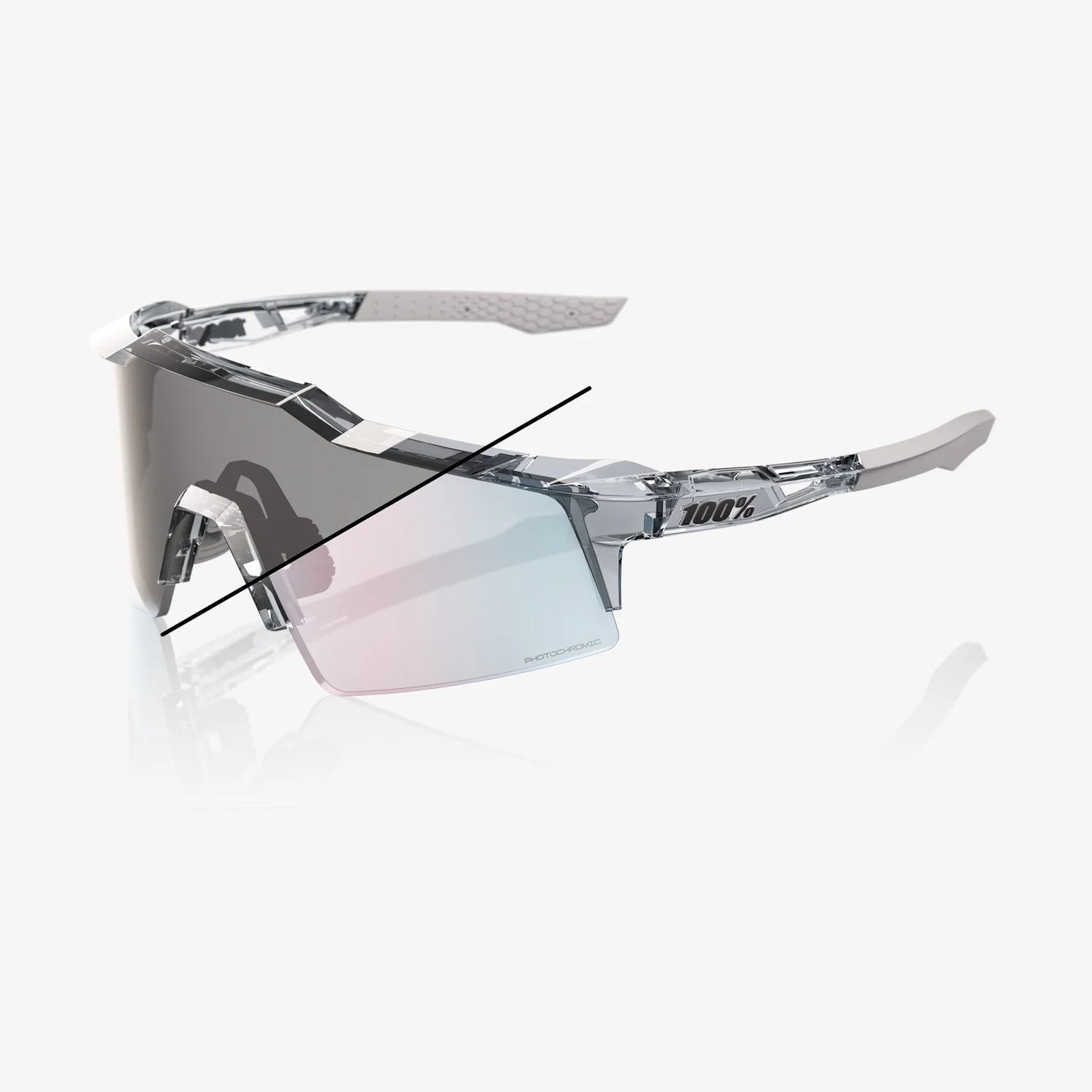 100% Speedcraft SL Polished Translucent Grey, Rose Gold Photochromic Mirror