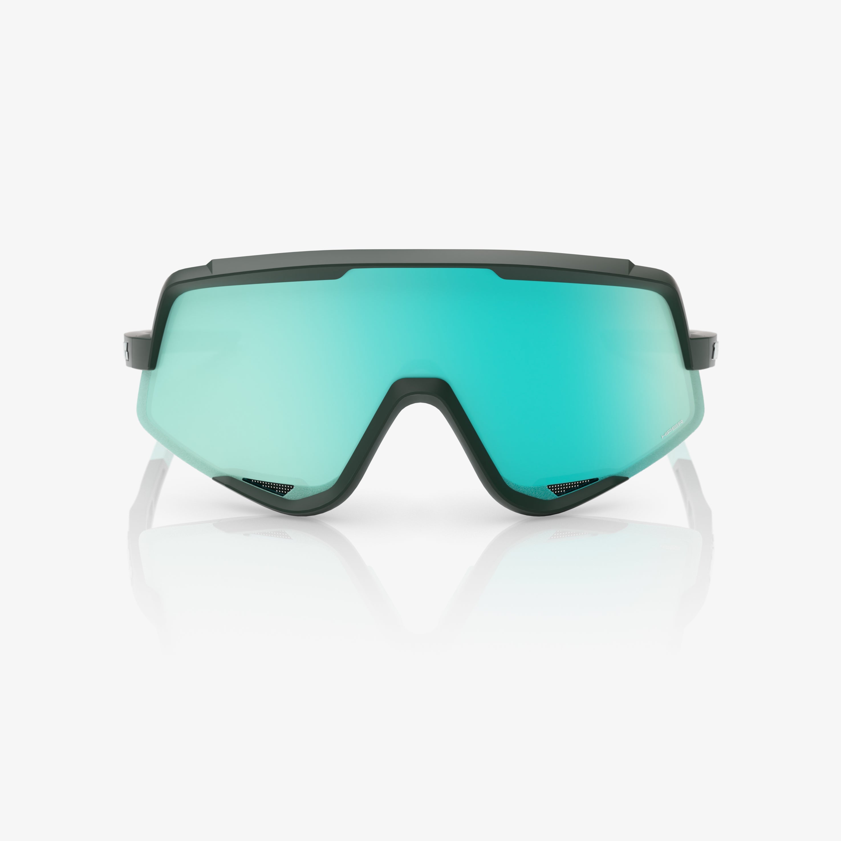 “100% Glendale cycling sunglasses with HiPER Mint mirror lens – Soft Tact Juniper frame eyewear”