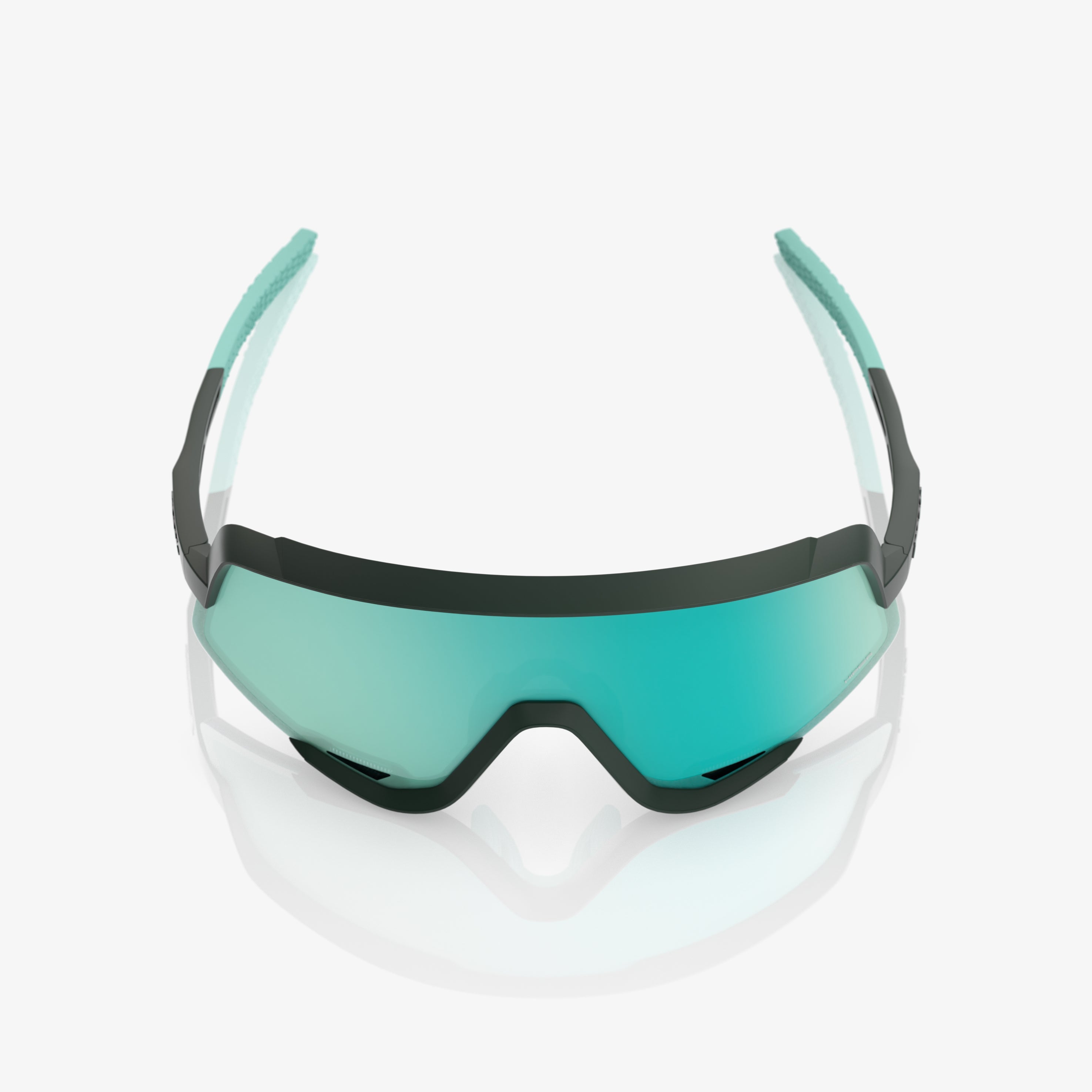 “100% Glendale cycling sunglasses with HiPER Mint mirror lens – Soft Tact Juniper frame eyewear”