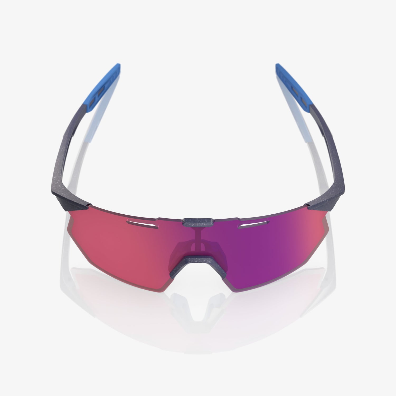 “100% Hypercraft SQ cycling sunglasses with purple mirror lens – satin storm metallic frame eyewear”