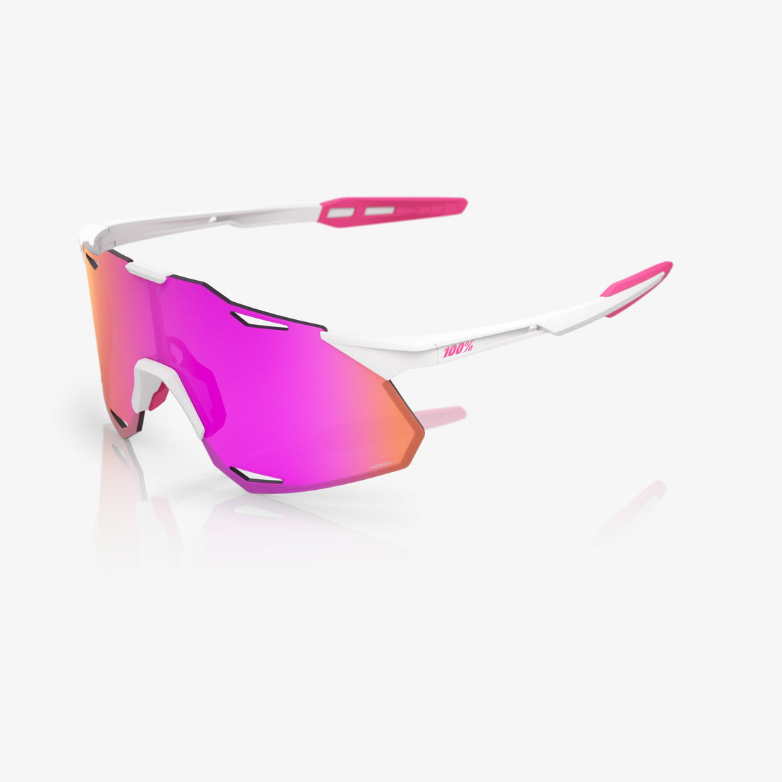 “100% Hypercraft XS cycling sunglasses with HiPER Vital Pink mirror lens – matte white pink ultra-light frame”