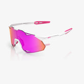 “100% Hypercraft XS cycling sunglasses with HiPER Vital Pink mirror lens – matte white pink ultra-light frame”