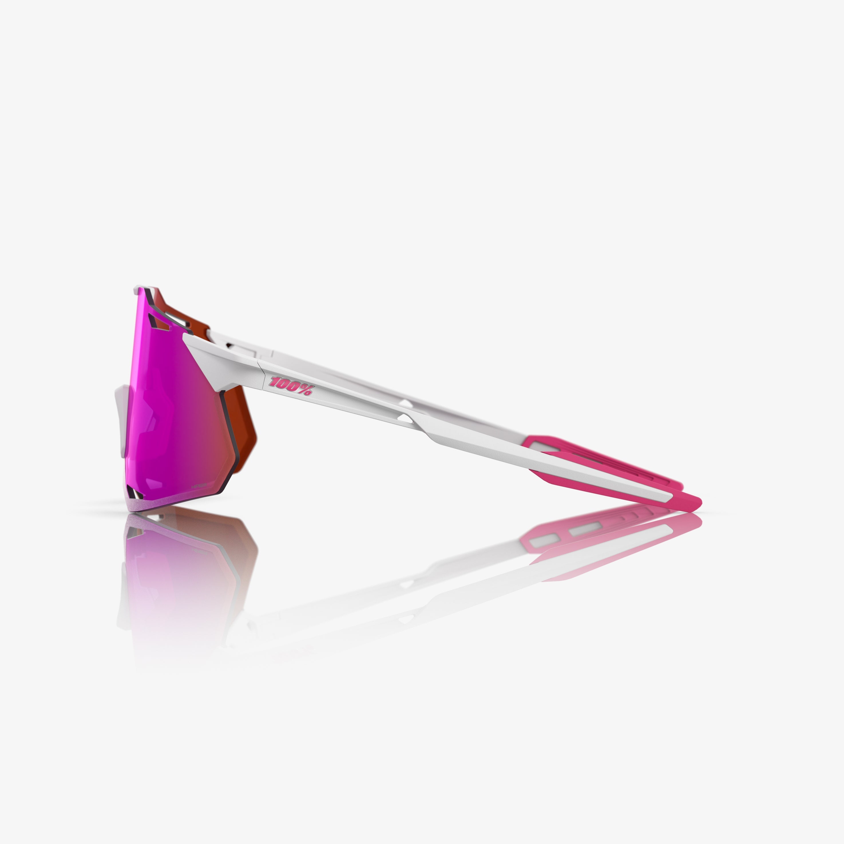 “100% Hypercraft XS cycling sunglasses with HiPER Vital Pink mirror lens – matte white pink ultra-light frame”