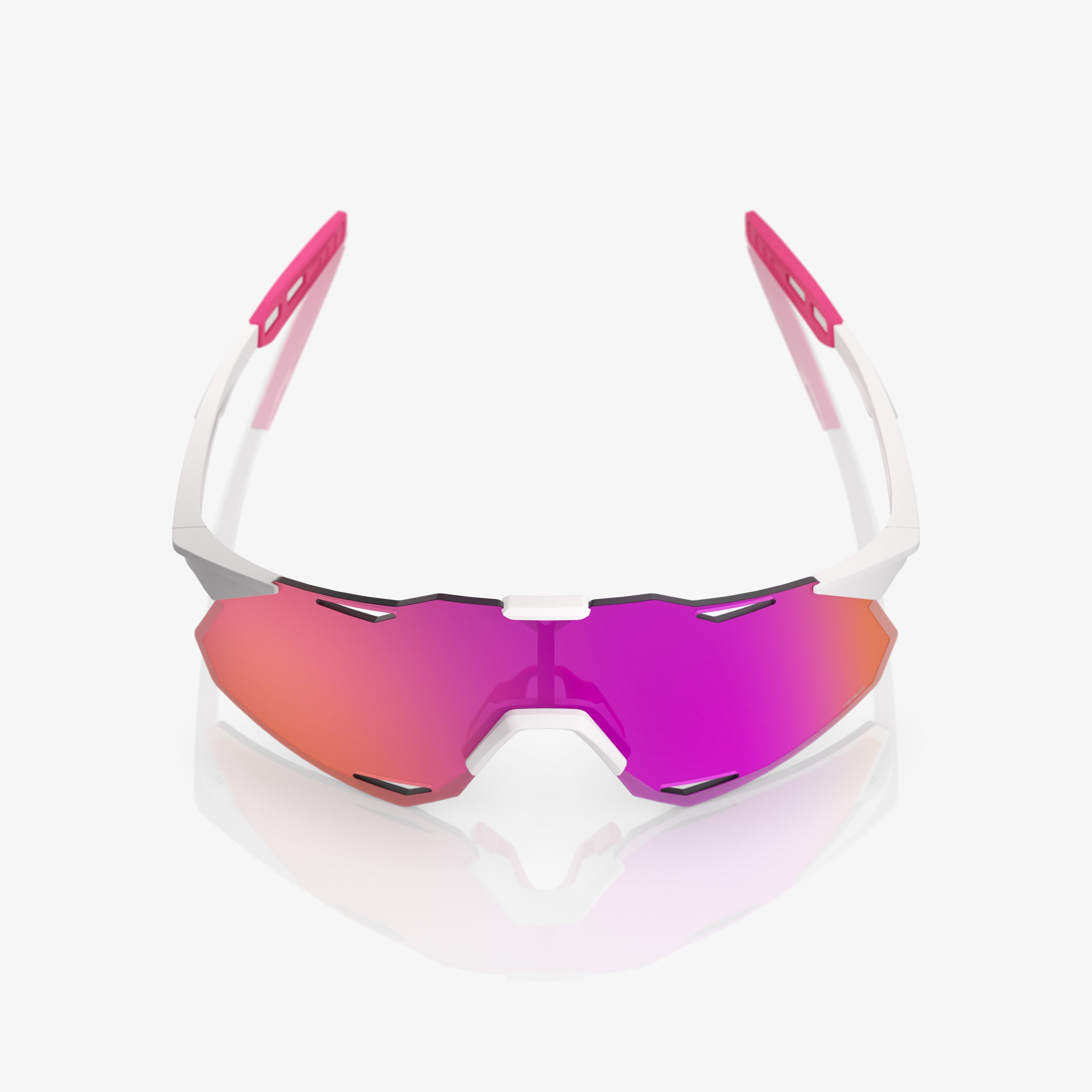 “100% Hypercraft XS cycling sunglasses with HiPER Vital Pink mirror lens – matte white pink ultra-light frame”