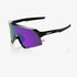 “100% S3 cycling sunglasses with HiPER polarized lavender mirror lens – polished black performance eyewear”