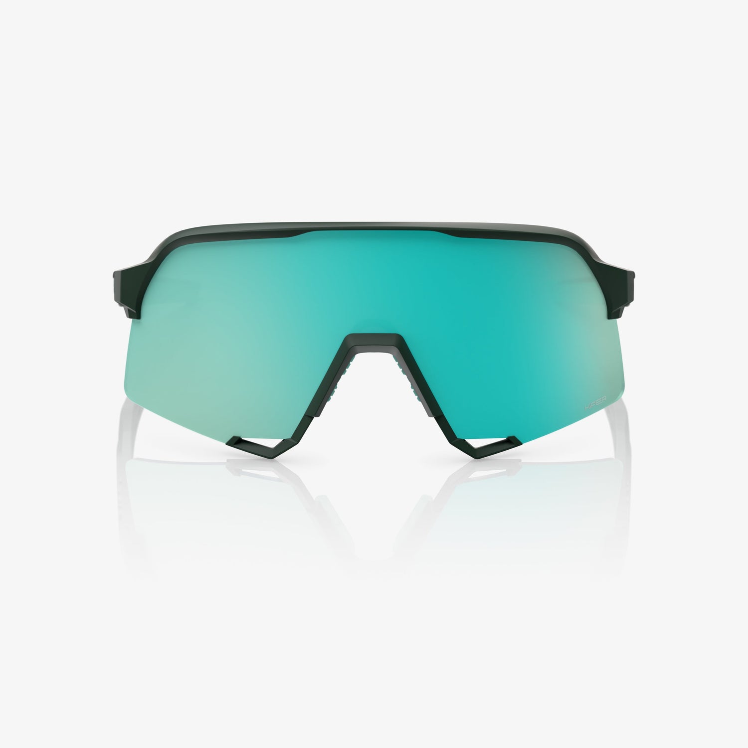 “100% S3 cycling sunglasses with HiPER Mint mirror lens – Soft Tact Juniper performance eyewear”