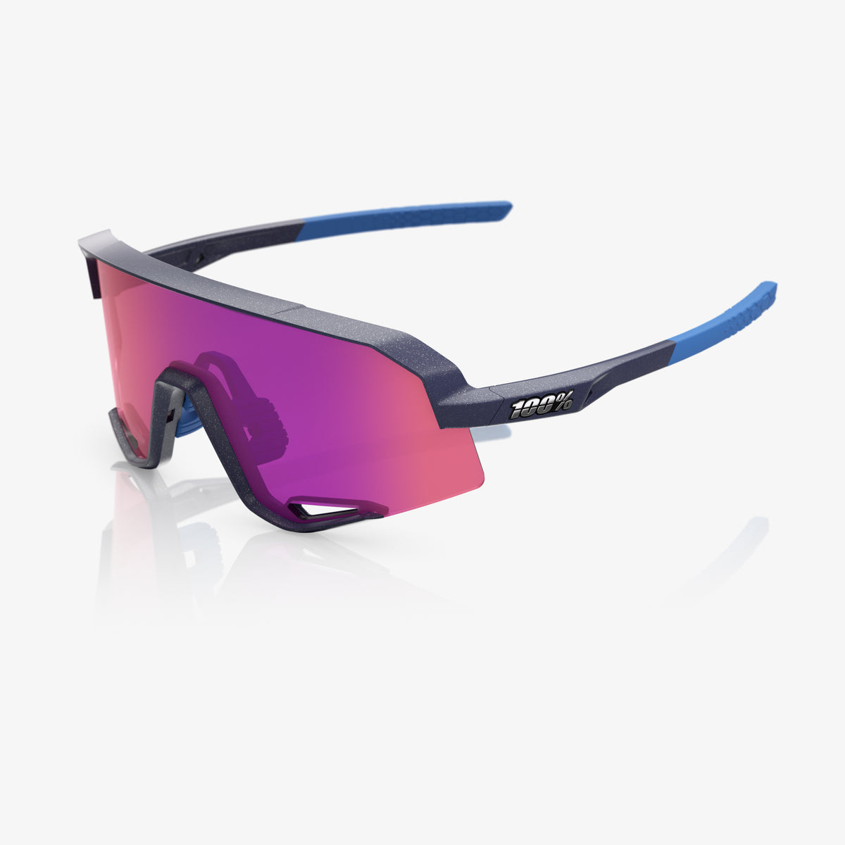 100% Slendale Sunglasses, Satin Storm Metallic Frame - Purple Mirror Lens