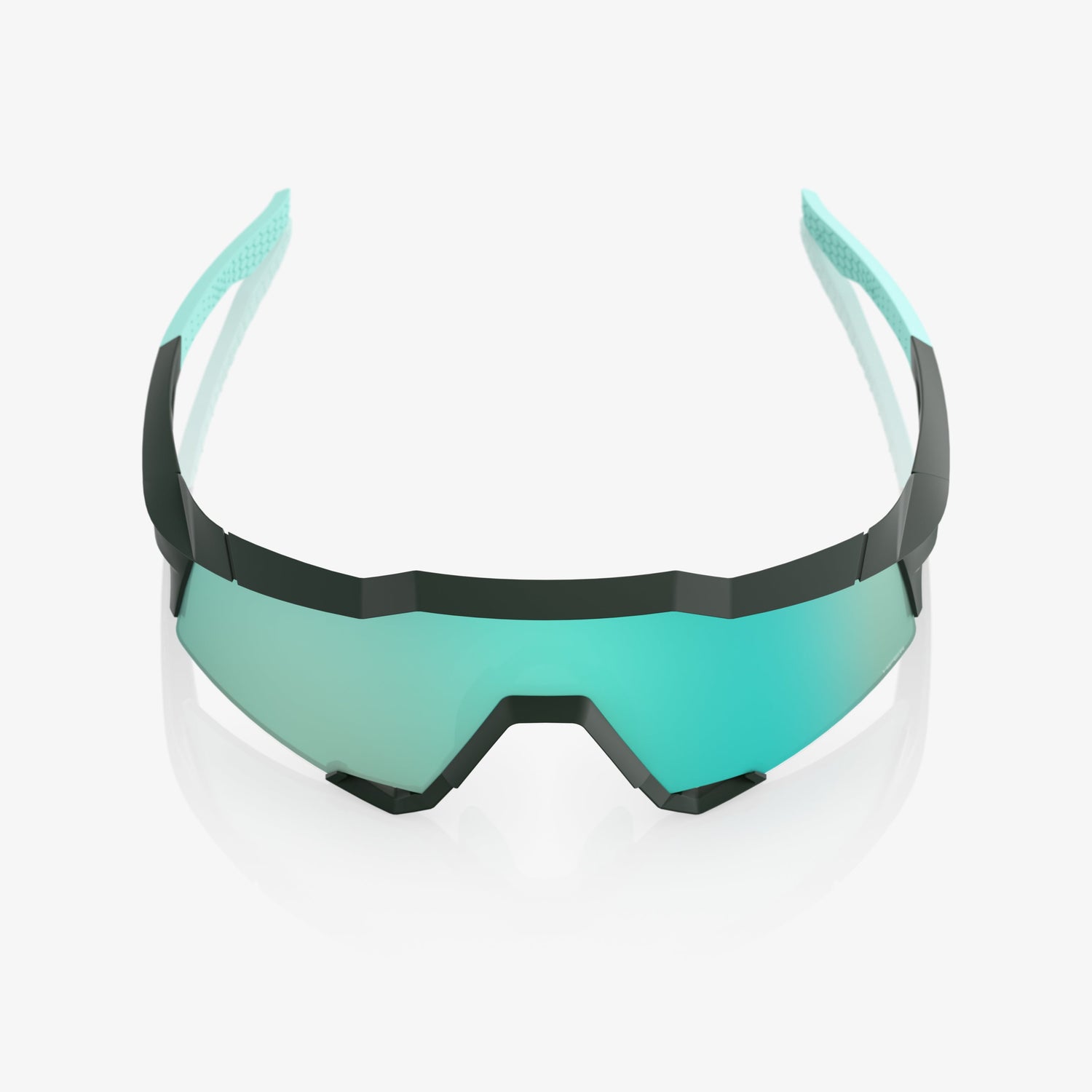 “100% Speedcraft cycling sunglasses with HiPER Mint mirror lens – Soft Tact Juniper performance eyewear”