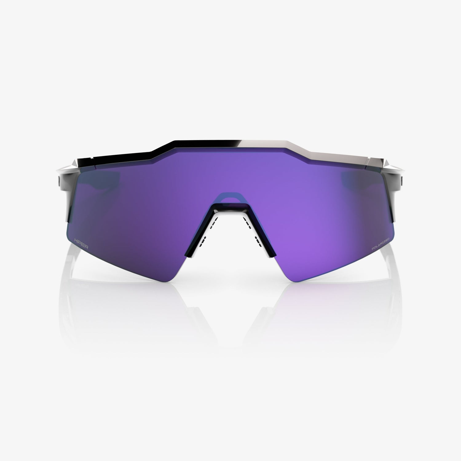 “100% Speedcraft SL polarized cycling sunglasses with HiPER lavender mirror lens – polished black frame”