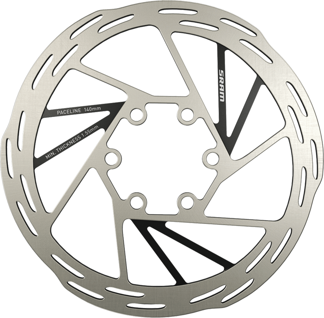 SRAM Paceline 6-Bolt disc brake rotor quiet smooth braking performance for road and gravel bikes