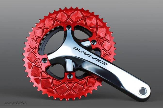 Red / 52t Absolute Black 110/4 BCD 2x Chainring - Options