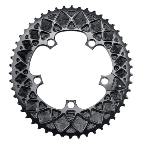 110BCD 5 HOLES / 52t Grey Absolute Black Oval 2x Chainring for SRAM - Options