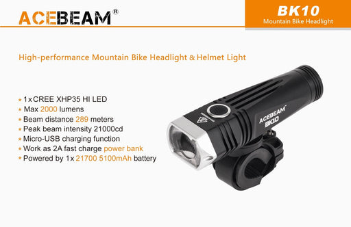 Acebeam BK10 Rechargeable Bike and Helmet light