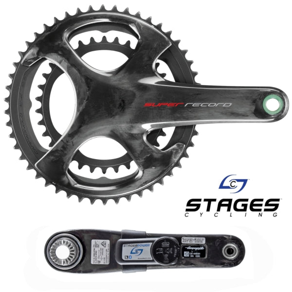 Campagnolo Super Record 12 Speed Crankset with left-side power meter providing accurate power measurement and smooth drivetrain performance