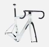 Chapter2 KOKO Aero Carbon Disc Brake Frameset in white and grey lightweight aerodynamic design for speed control and style