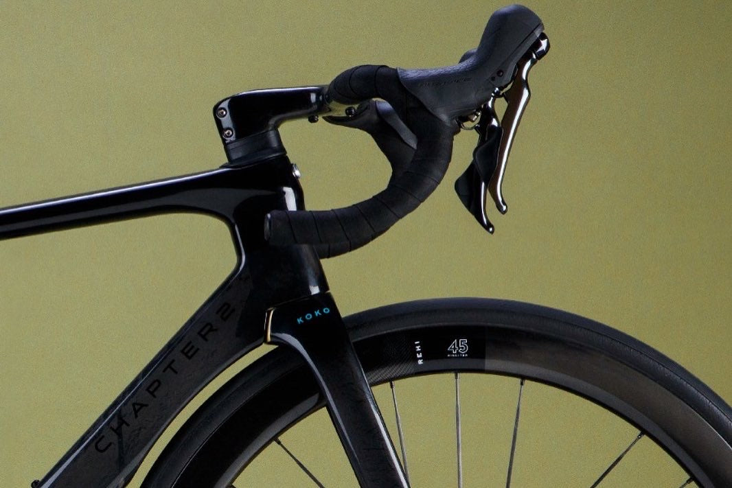 Chapter2 KOKO Aero Disc Brake Frameset in black and UD gold lightweight carbon frame designed for aerodynamic speed and precision