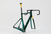 Chapter2 KOKO Aero Disc Brake Frameset BRG and Yellow with Silver accents lightweight carbon design for speed and control