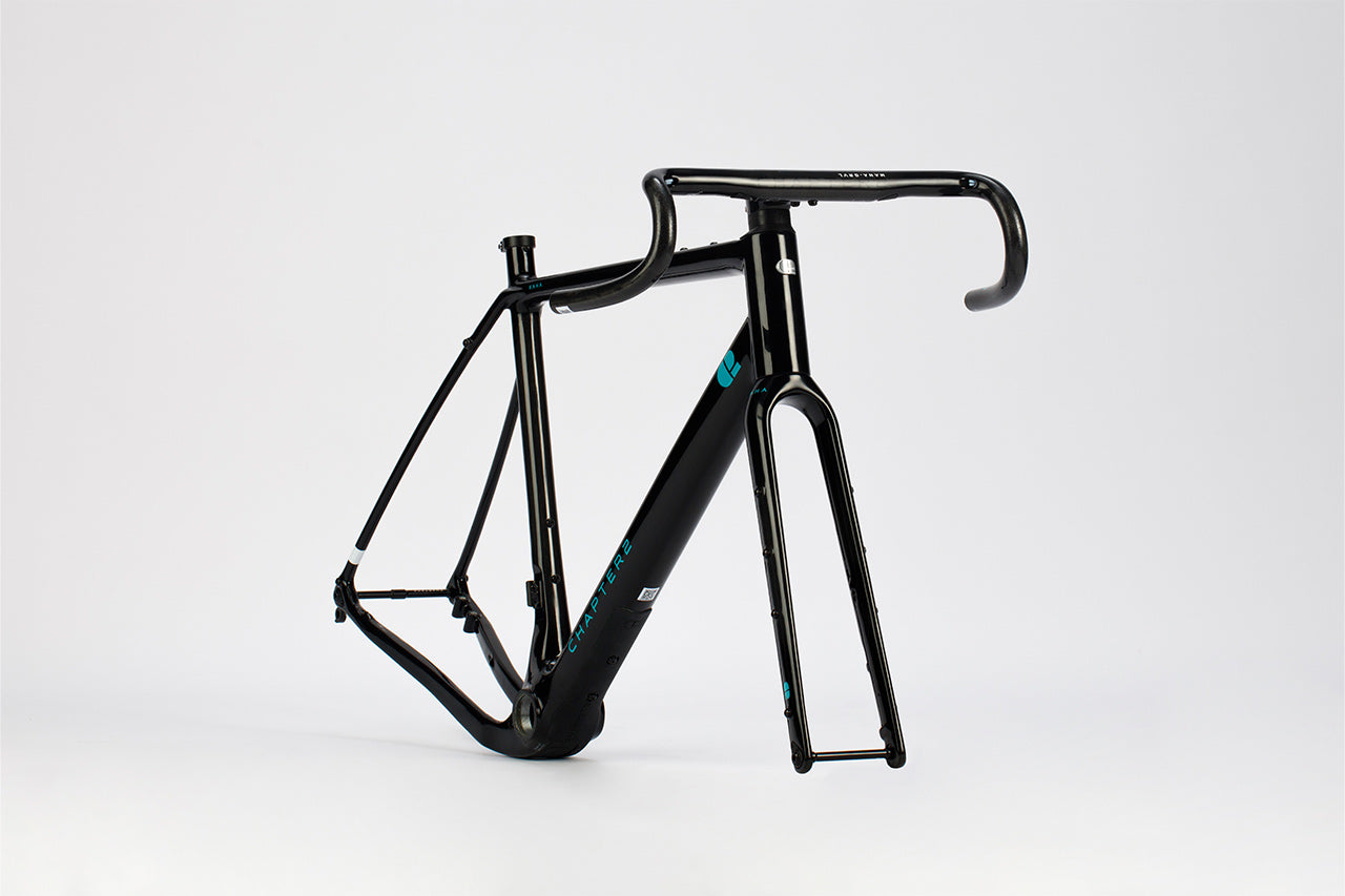 Chapter2 Kaha Disc Brake Gravel Frameset in glossy black lightweight carbon frame for speed and endurance gravel rides