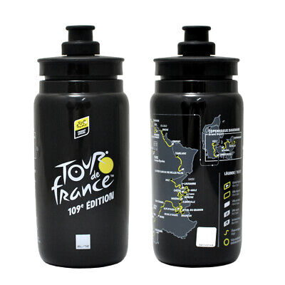 Elite Fly Tour de France 550ml Black Map lightweight BPA-free cycling water bottle