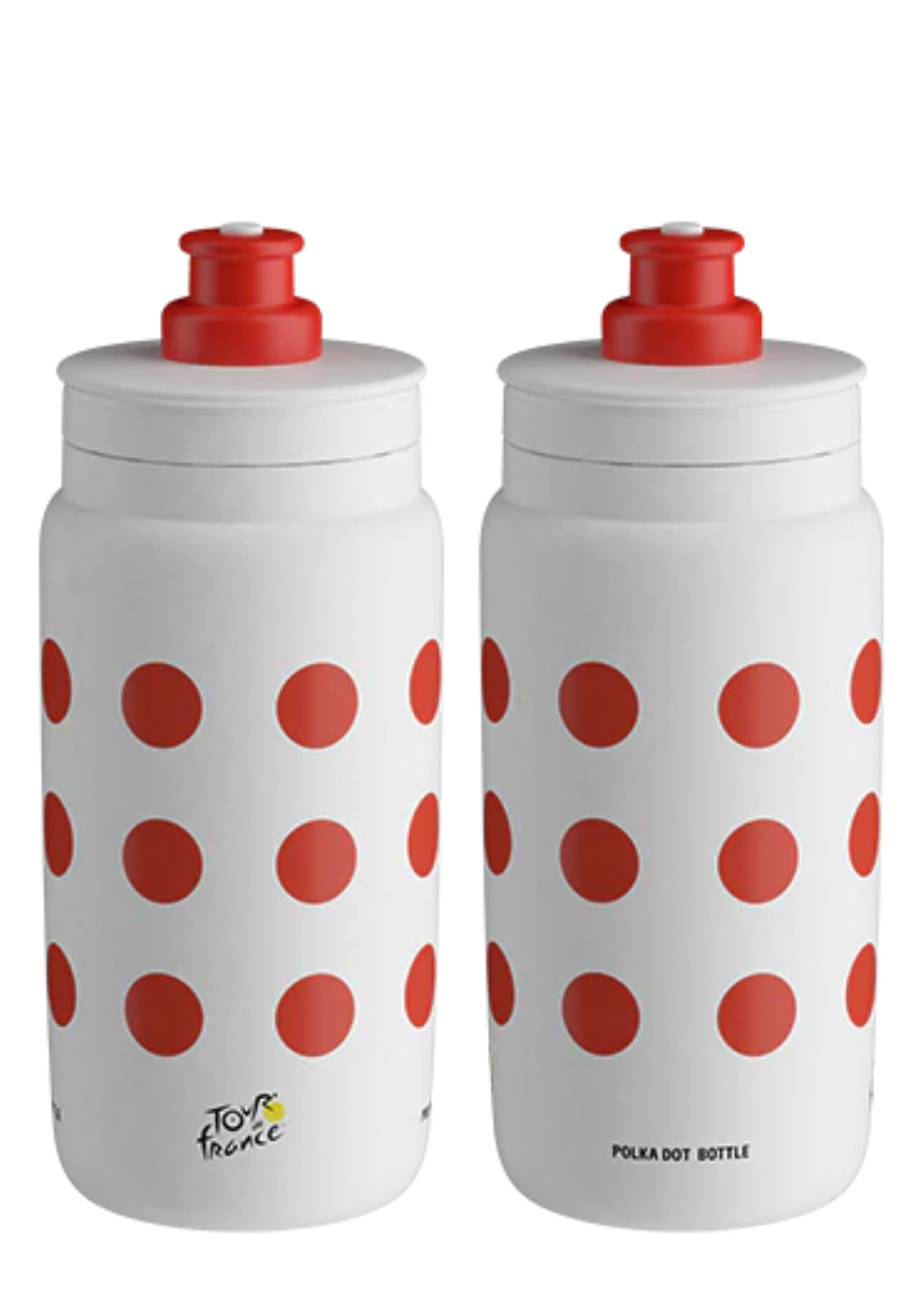 Elite Fly Tour de France 550ml red polka dot lightweight cycling water bottle