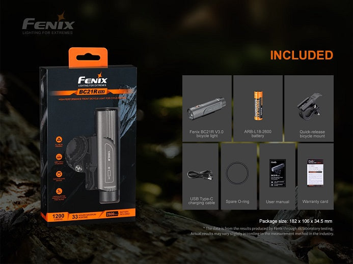Fenix BC21R V3.0 high-performance USB rechargeable bicycle light durable design for bright and safe night riding