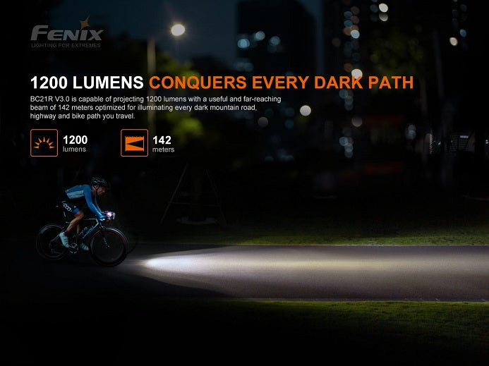 Fenix BC21R V3.0 high-performance USB rechargeable bicycle light durable design for bright and safe night riding
