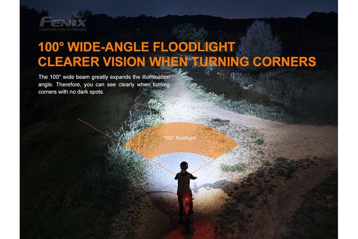 Fenix BC26R 1600 lumens rechargeable bike light with USB-C charging durable design for bright road and trail cycling