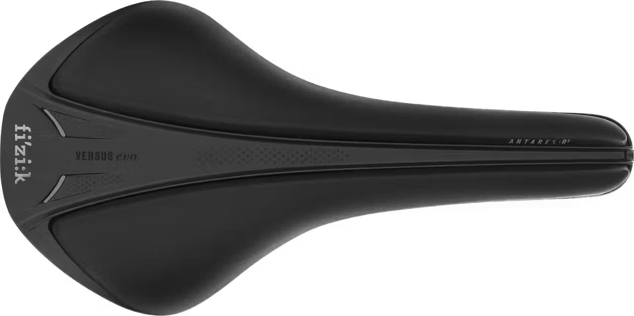Fizik Antares R3 Versus Evo road bike saddle carbon reinforced nylon shell Kium rails pressure relief channel