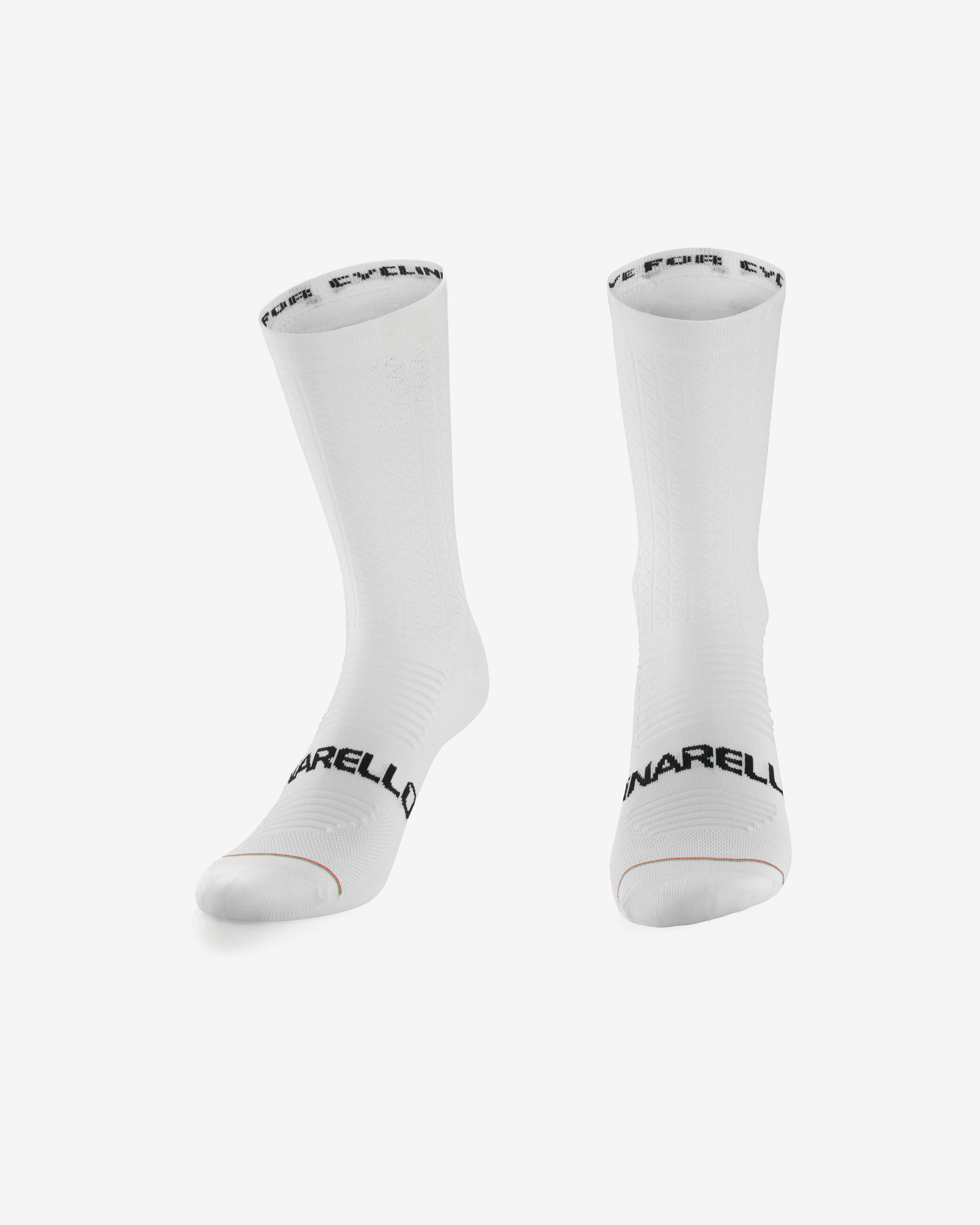 Pinarello lightweight white cycling socks for road and race performance