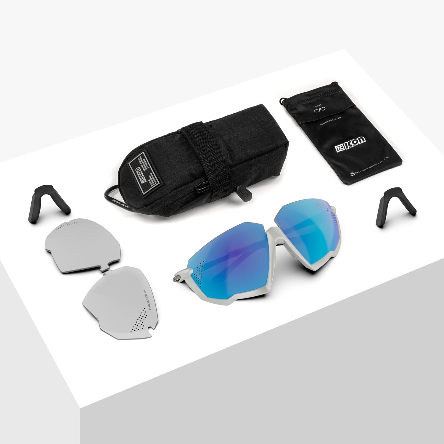 Scicon Aerojet White cycling sunglasses with Multimirror Blue Lens – UV400 protective eyewear for road and gravel riders