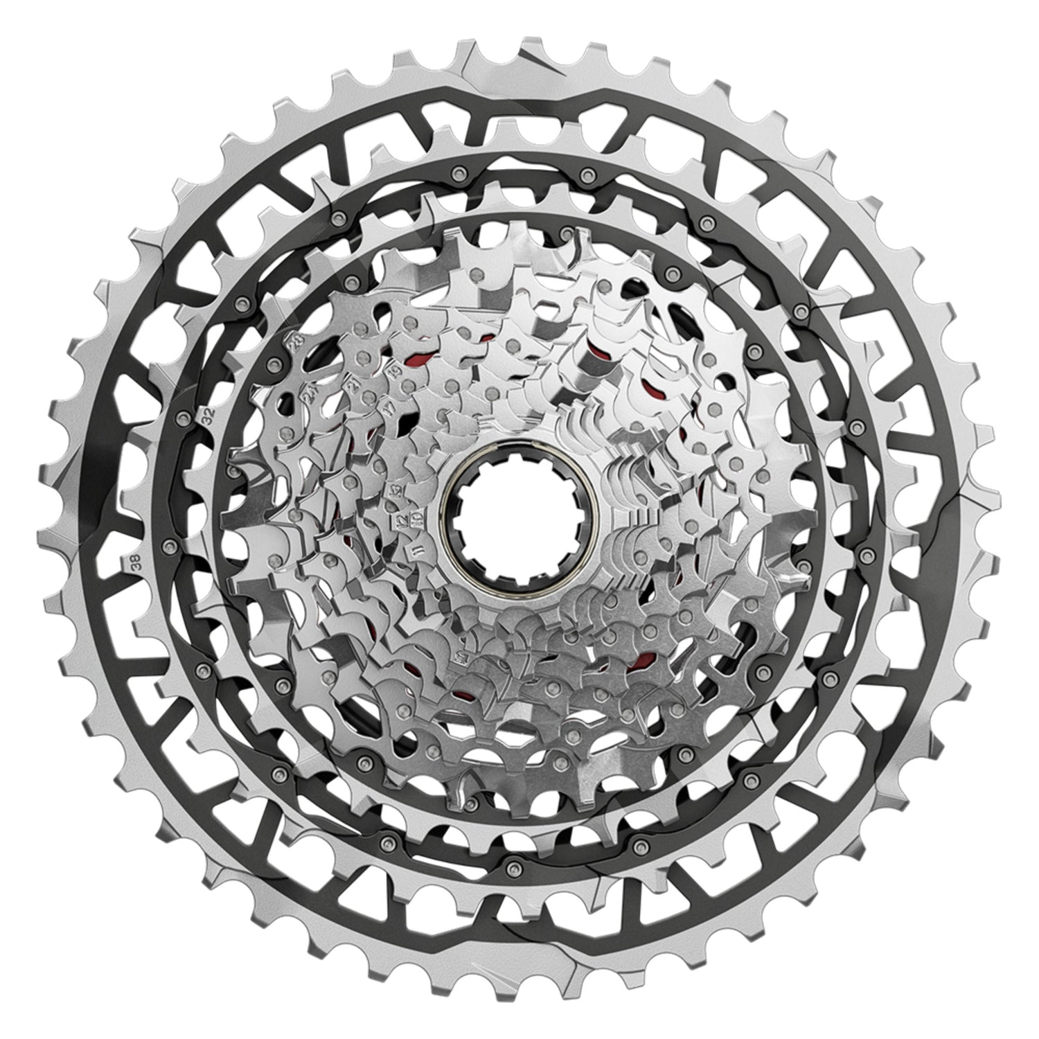 SRAM Force XPLR AXS E1 10-46T 12-Speed Cassette – wide-range lightweight gravel bike cassette for smooth electronic shifting