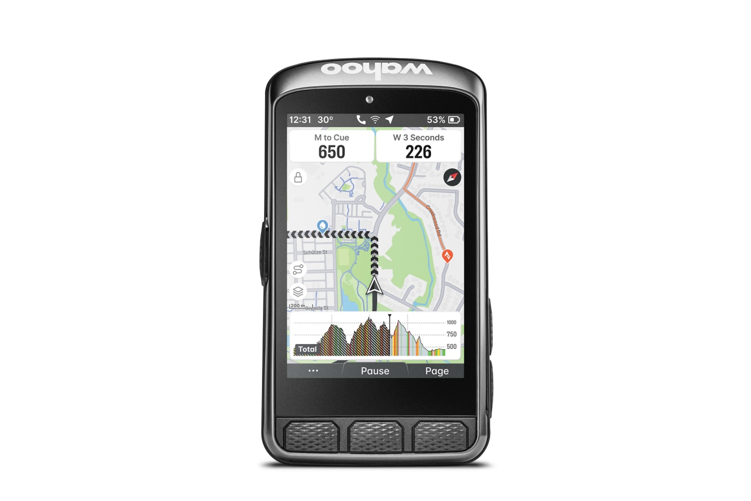 Wahoo ELEMNT ACE GPS cycling computer with touchscreen and wind sensor